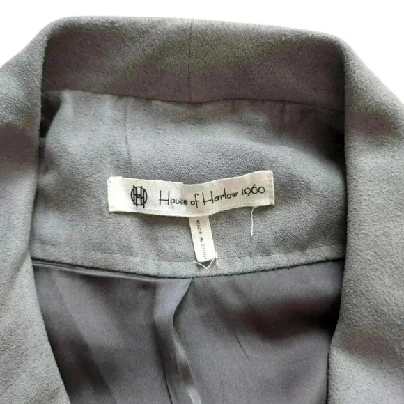 House of Harlow 1960 Stevle Faux Suede Zip Moto Vest Belted Grey Women's Medium - Picture 8 of 11